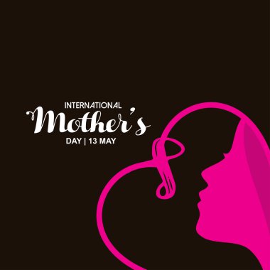 Mutlu anneler günü kartı tipografi ve siyah arka plan ile