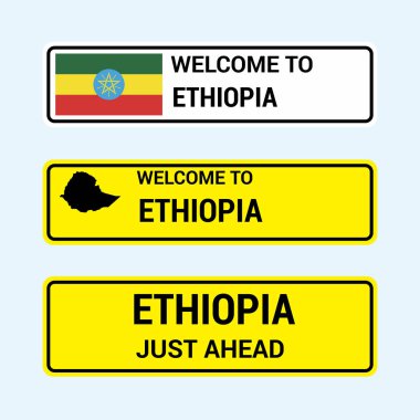 Etiyopya trafik işaretleri kartı tasarımı, vektör 