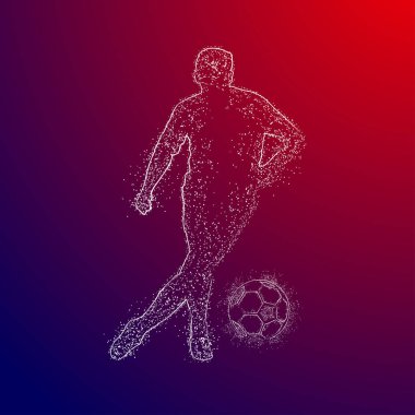 Futbol renkli logo tasarımı kırmızı ve mavi arka plan üzerinde