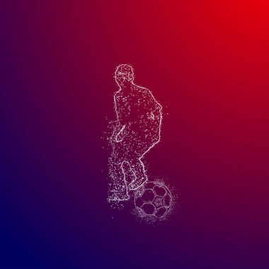 Futbol renkli logo tasarımı kırmızı ve mavi arka plan üzerinde