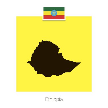 Etiyopya Haritası çizmek ile bayrak ve sarı arka plan vektör