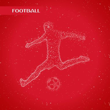 Futbol renkli logo tasarımı kırmızı zemin üzerine