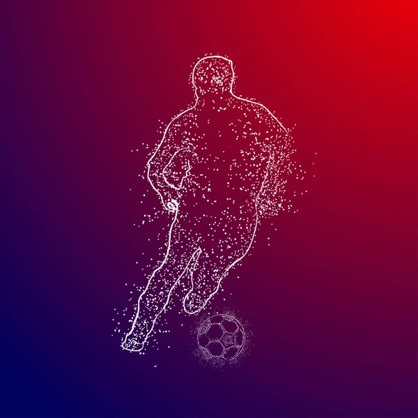 Football Design Logo Coloré Sur Fond Rouge Bleu — Image vectorielle