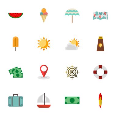 Vektör çizim yaz Icons set 