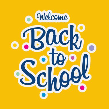Geri tipografi sarı arka plana sahip okul, illüstrasyon vektör için 