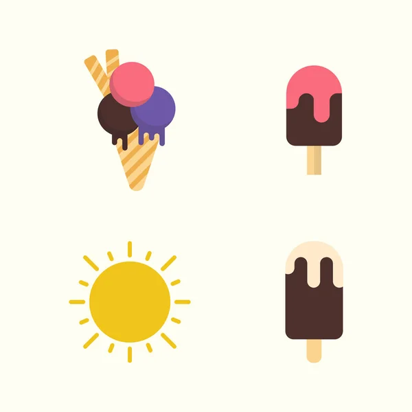 Iconos Verano Set Vector Ilustración — Vector de stock