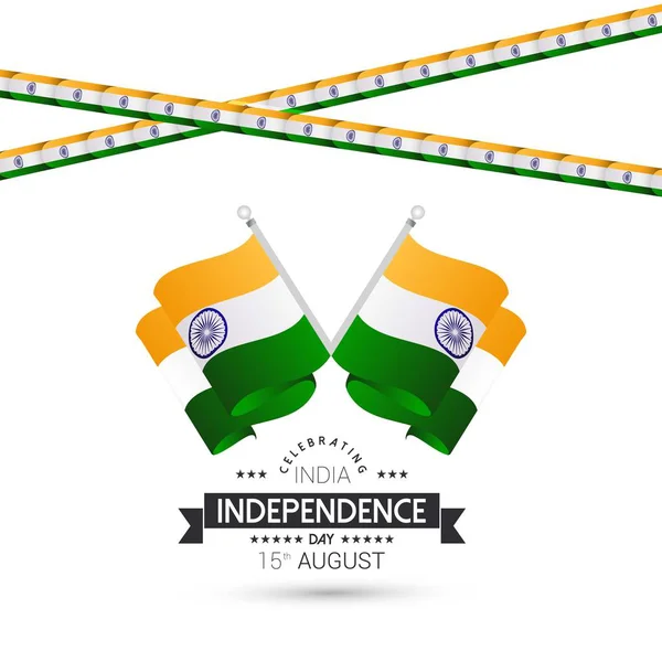 Desenho Dia Independência Índia Com Tipografia — Vetor de Stock