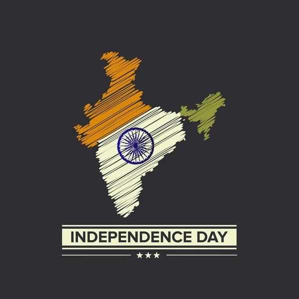Conception Jour Indépendance Indienne Avec Typographie — Image vectorielle