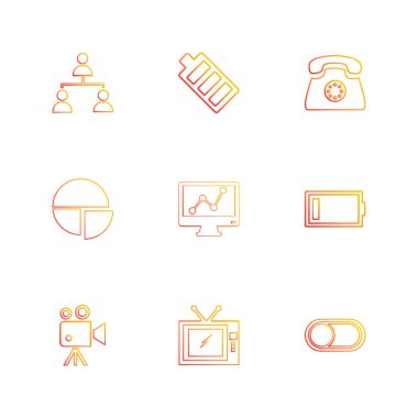 Bilgisayarlar, dijital cihazlar ve becerikli alet düğme düz stil ikonları ayarla