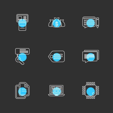 Bilgisayarlar, dijital cihazlar ve becerikli alet düğme düz stil ikonları ayarla