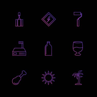 farklı minimalist düz vektör app simgeler siyah arka plan üzerine