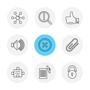 çeşitli semboller ile minimalist vektör simge kümesi