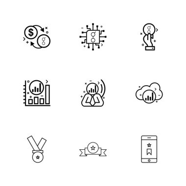 Beyaz arka plan üzerinde farklı minimalist düz vektör app simgeleri