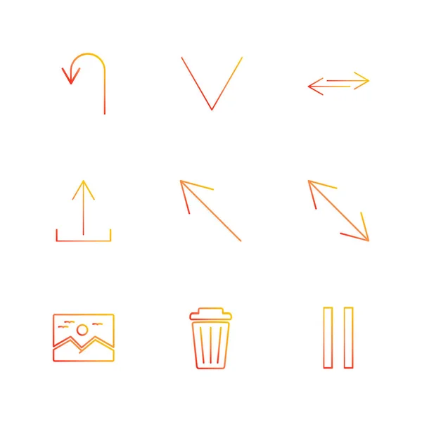 Flechas Direcciones Punteros Iconos Creativos Conjunto Vector Diseño Colección Plana — Vector de stock