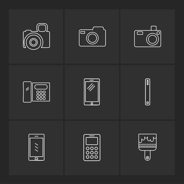 Ordenadores Dispositivos Digitales Botones Gadgets Conjunto Iconos Estilo Plano — Vector de stock