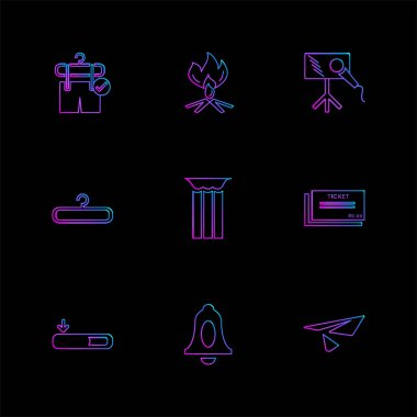 siyah arka plan üzerinde renkli farklı minimalist düz vektör app simgeleri