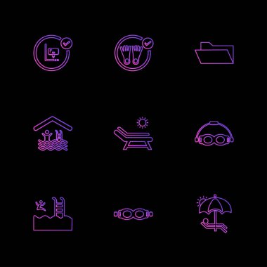 farklı minimalist düz vektör app simgeler siyah arka plan üzerine