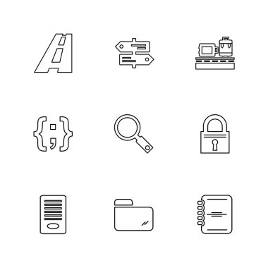 çeşitli semboller ile minimalist vektör simge kümesi