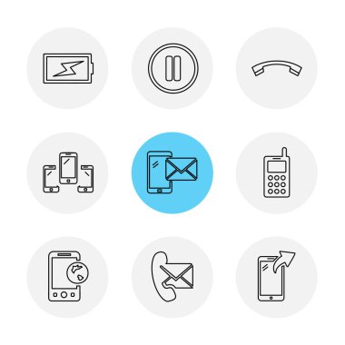 Beyaz arka plan üzerinde çevrelerde farklı minimalist düz vektör app simgeleri