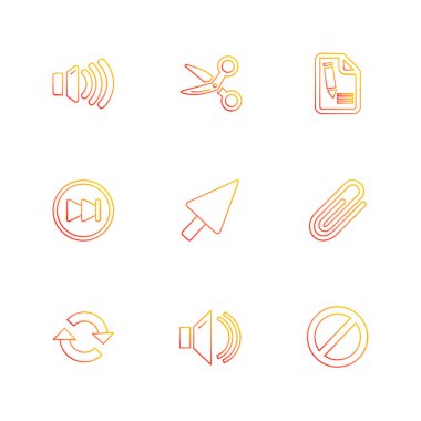 Beyaz arka plan üzerinde farklı minimalist düz vektör app simgeleri