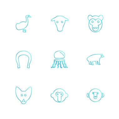 Beyaz arka plan üzerinde farklı minimalist düz vektör app simgeleri