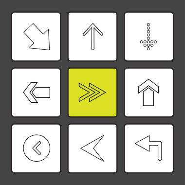 oklar yön işaretçiler yaratıcı simgeler ayarla, düz özel koleksiyon vektör