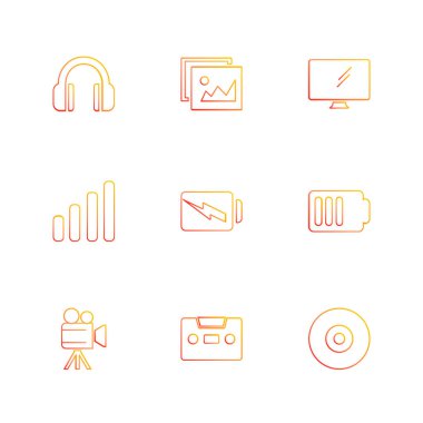 Bilgisayarlar, dijital cihazlar ve becerikli alet düğme düz stil ikonları ayarla