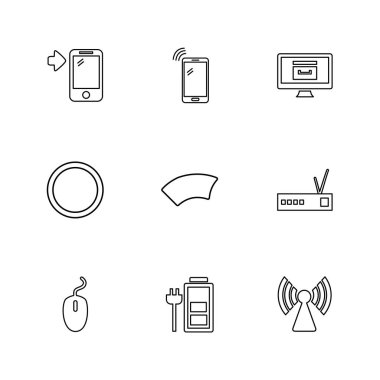 Bilgisayarlar, dijital cihazlar ve becerikli alet düğme düz stil ikonları ayarla