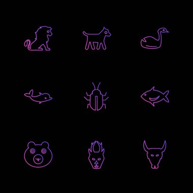 farklı minimalist düz vektör app simgeler siyah arka plan üzerine