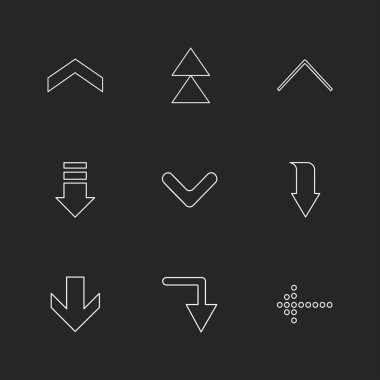 oklar yön işaretçiler yaratıcı simgeler ayarla, düz özel koleksiyon vektör