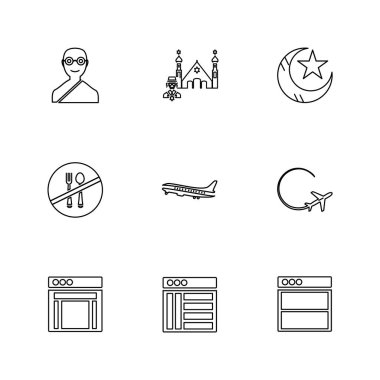 çeşitli semboller ile minimalist vektör simge kümesi