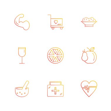 Beyaz arka plan üzerinde farklı minimalist düz vektör app simgeleri