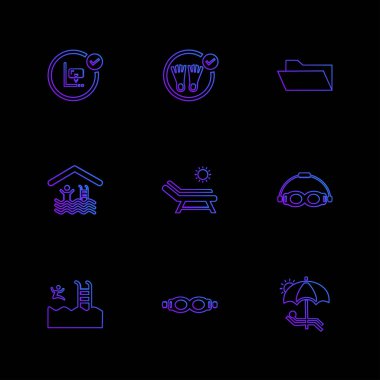 çeşitli semboller ile minimalist vektör simge kümesi