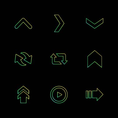 oklar yön işaretçiler yaratıcı simgeler ayarla, düz özel koleksiyon vektör