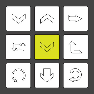 oklar yön işaretçiler yaratıcı simgeler ayarla, düz özel koleksiyon vektör