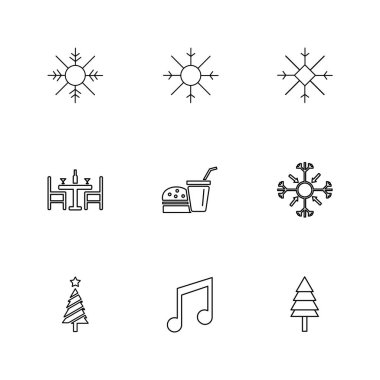 Kış Tema minimalist vektör simge kümesi