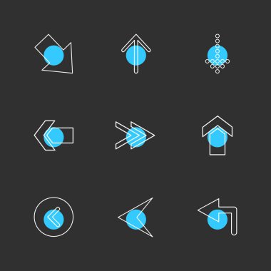 oklar yön işaretçiler yaratıcı simgeler ayarla, düz özel koleksiyon vektör