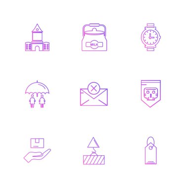 Beyaz arka plan üzerinde renkli farklı minimalist düz vektör app simgeleri