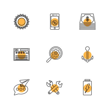 Bilgisayarlar, dijital cihazlar ve becerikli alet düğme düz stil ikonları ayarla