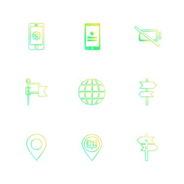 Bilgisayarlar, dijital cihazlar ve becerikli alet düğme düz stil ikonları ayarla