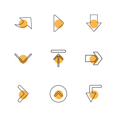 oklar yön işaretçiler yaratıcı simgeler ayarla, düz özel koleksiyon vektör