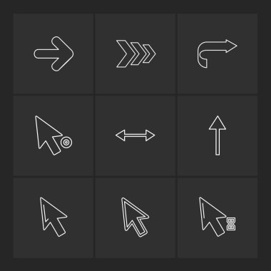 oklar yön işaretçiler yaratıcı simgeler ayarla, düz özel koleksiyon vektör