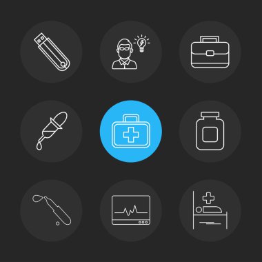 farklı minimalist düz vektör app simgeler siyah arka plan üzerine çevrelerinde