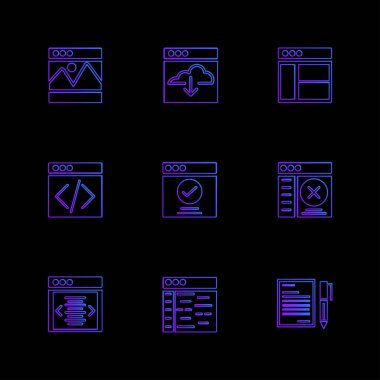 Bilgisayarlar, dijital cihazlar ve becerikli alet düğme düz stil ikonları ayarla