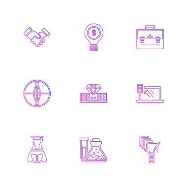 çeşitli semboller ile minimalist vektör simge kümesi