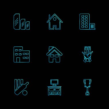 farklı minimalist düz vektör app simgeler siyah arka plan üzerine