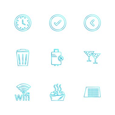 çeşitli semboller ile minimalist vektör simge kümesi