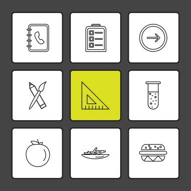 farklı minimalist düz vektör app simgeler siyah arka plan üzerine