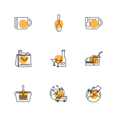 rasgele düz app simgeleri ile ayarla, illüstrasyon vektör