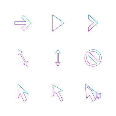 oklar yön işaretçiler yaratıcı simgeler ayarla, düz özel koleksiyon vektör